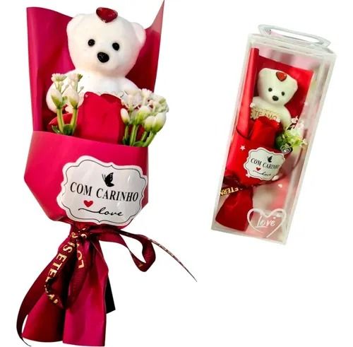 BUQUE ROSA C/URSO TE AMO